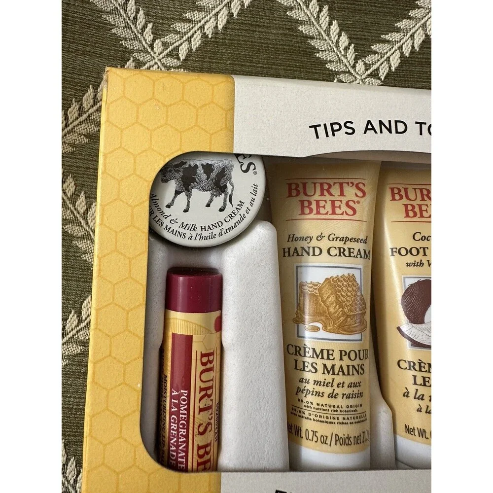Burt’s Bees Tips And Toes Kit NEW Hand Foot Cuticle Creams, Hand Salve, Lip Balm